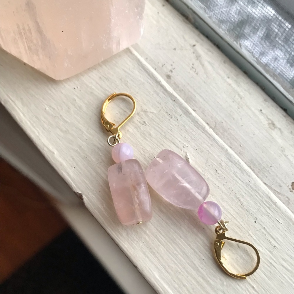 Customer Made Rose Quartz earrings